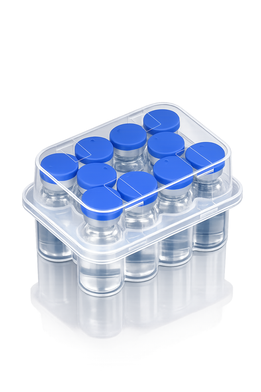 Transparent 10-Vial Storage Container for Laboratory Use | Protective Organizer Case