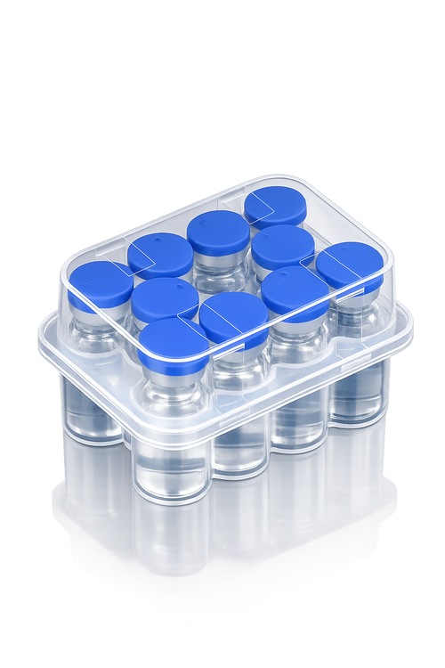 Transparent 10-Vial Storage Container for Laboratory Use | Protective Organizer Case