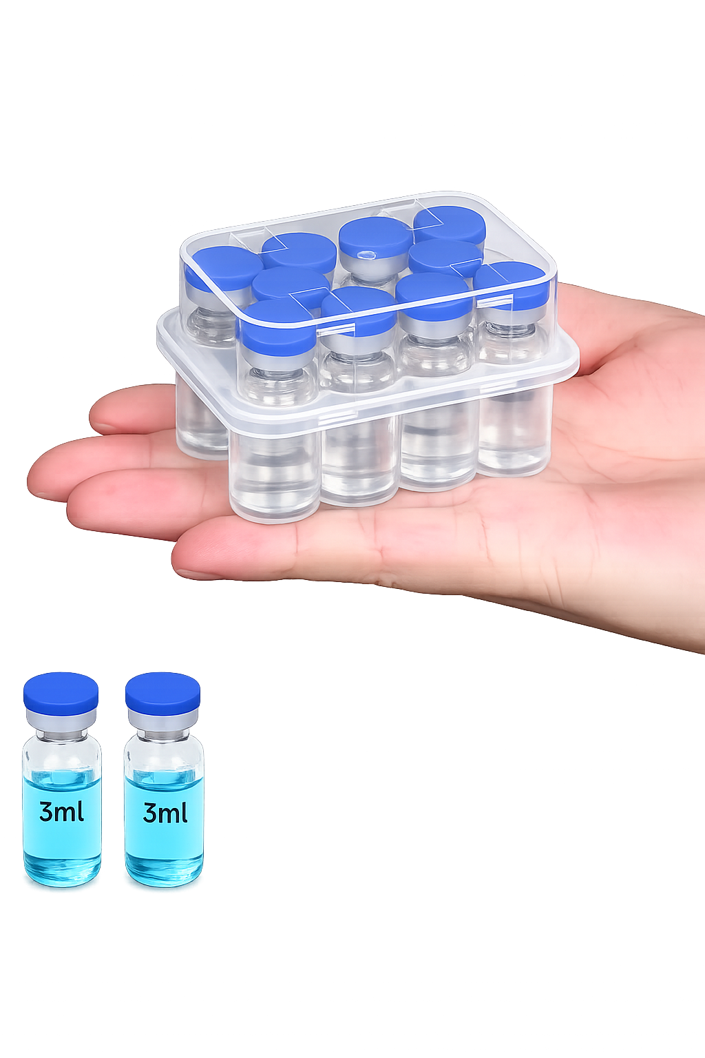 Transparent 10-Vial Storage Container for Laboratory Use | Protective Organizer Case