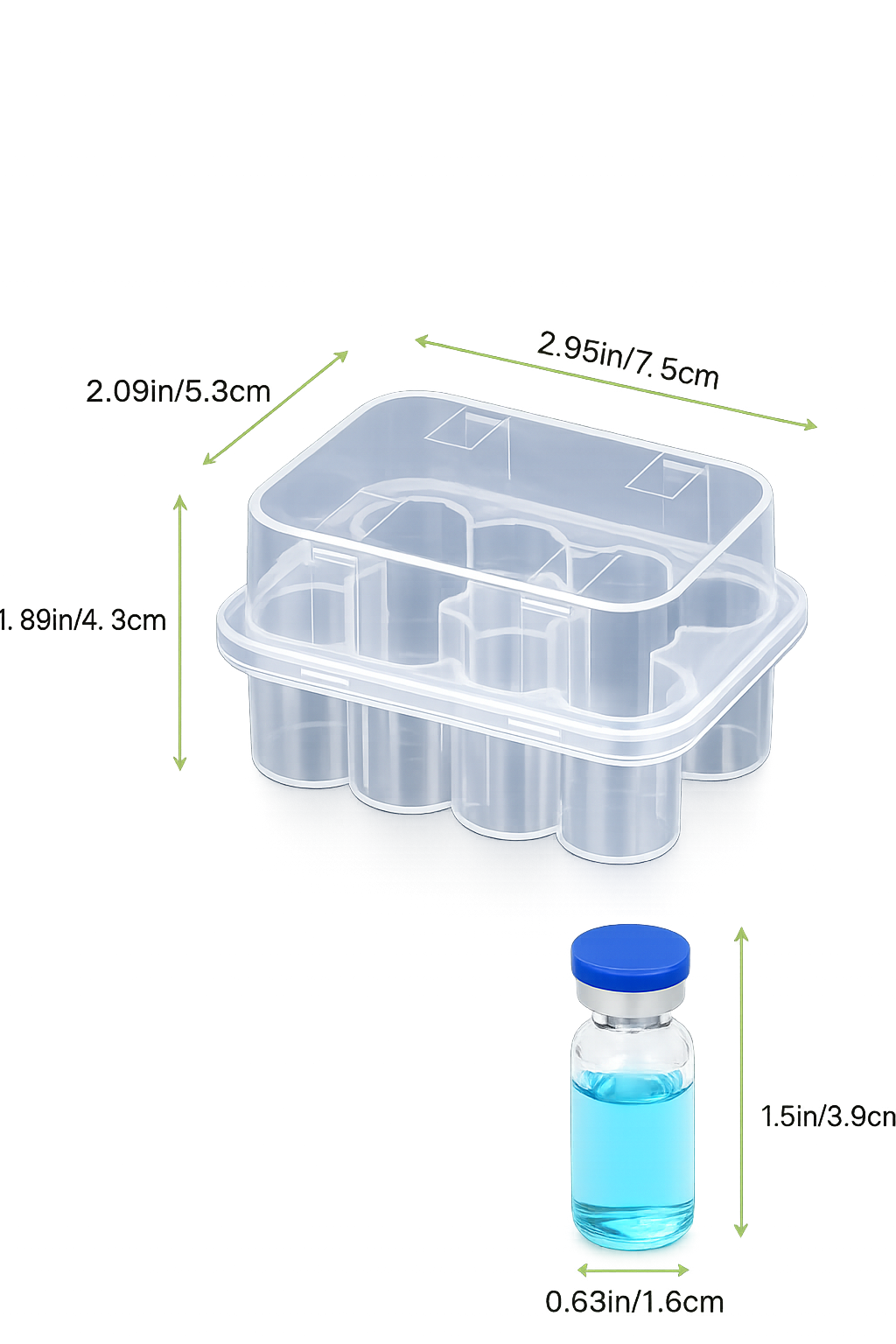 Transparent 10-Vial Storage Container for Laboratory Use | Protective Organizer Case