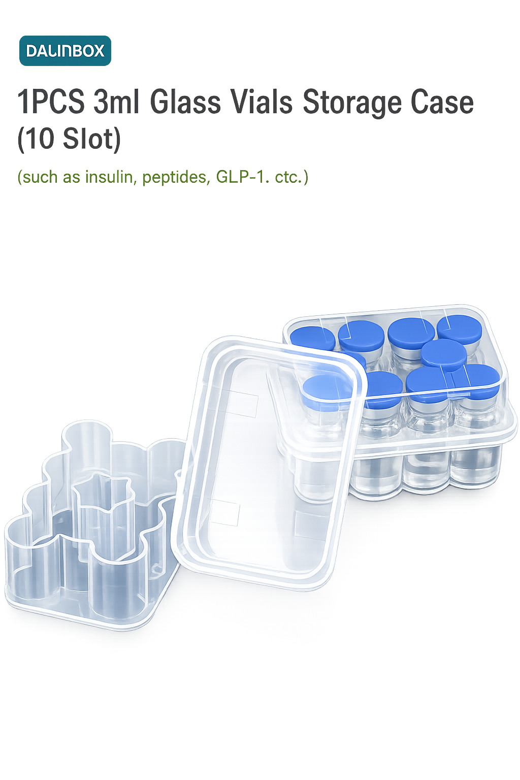 Transparent 10-Vial Storage Container for Laboratory Use | Protective Organizer Case
